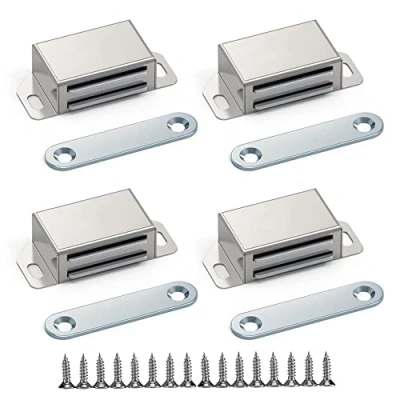 Afbeelding van magnetische deurvangst, 4 stuks kastdeurmagneten magnetisch deurslot kastvangsten roestvrijstalen lade magneet kastvergrendelingen, voor keuken badkamer ladekast met 16 schroeven