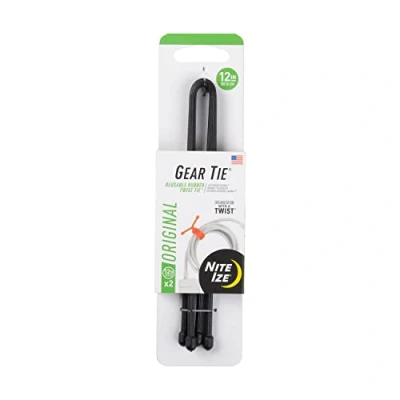 Afbeelding van Nite Ize GT12 01 2R3 Originele versnelling, herbruikbare rubberen twist stropdas, 30 inch, zwart, 2 pack, gemaakt in de VS, 30,5 cm stuks