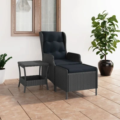 Afbeelding van 2 delige Loungeset met kussens poly rattan donkergrijs