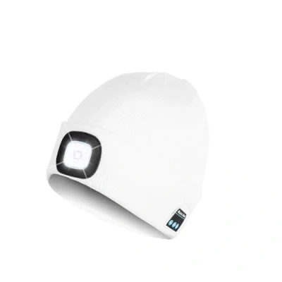 Afbeelding van Bluetooth Beanie Muts met Licht, Koplamp Cap Hoofdtelefoon en Ingebouwde Luidspreker Mic, Geschenken voor Mannen Vrouwen Tiener, Wit, one size