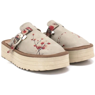 Afbeelding van Goby Blossom Breeze Dames Clogs Handgemaakt Bloemenprint Plateauzool Maat 38