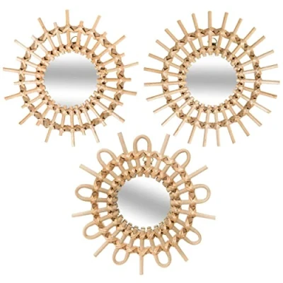 Afbeelding van Atmosphera Rotan Set van 3 Spiegels D28cm Naturel