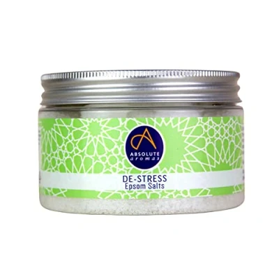 Afbeelding van Absolute Aromas De Stress (Stressverlichting) Epsom Badzout 300 g Magnesium Sulfaat Doordrenkt met 100% Pure Etherische Olie Bergamot, Frankincense, Roos, Jasmijn en Lavendel Verlicht Dagelijkse Spanning