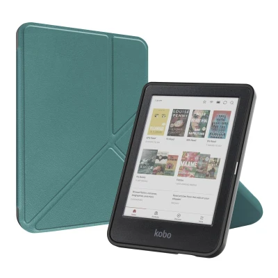 Afbeelding van Kobo Clara BW Hoes: iMoshion Origami Bookcase E Reader Donkergroen Kunstleder Hoezen