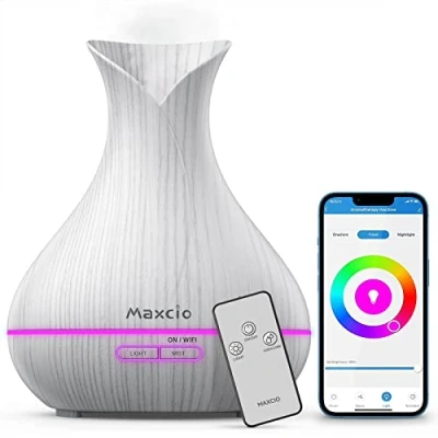 Afbeelding van Maxcio Alexa Diffusore, Ätherische Öl Smart Ultraschall Duftlampe Luftbefeuchter 400ML, Kompatibel met en Google Home, APP Steuerbar, Timer Funktion, 7 LED Farbe für Home