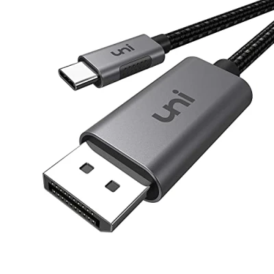 Afbeelding van uni USB C Displayport kabel (4K@60Hz, 2K@165Hz), Type Thunderbolt 3/4 naar DP ondersteunt MST, Freesync.1,8m nylon kabel&amp;aluminium behuizing. Voor MacBook Pro/Air, iPad Pro M3/M2, XPS enz.