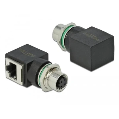 Afbeelding van Delock netwerkadapter M12 4 pins D codering naar RJ45 aansluiting De