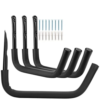 Afbeelding van PiPaFox kajak opberghaak, 38,5 cm zware stalen opbergrek, 4 stuks Whrsinlor wandmontage garagehanger voor ladder, kano, surfplank, paddleboard