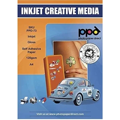 Afbeelding van PPD A4 x 50 vel Inkjet Stickerpapier Glanzend Zelfklevend 120 g/m2 blanco etiketten voor prints in fotokwaliteit 73