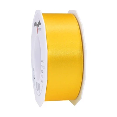 Afbeelding van Präsent cadeaulint, polyester, geel, rol 25 m 40 mm
