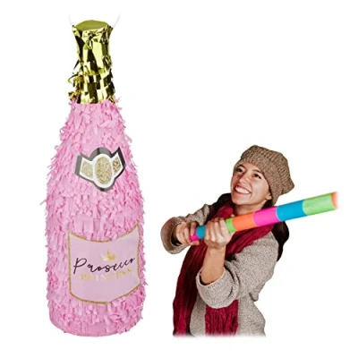 Afbeelding van Relaxdays pinata champagnefles verjaardag vrijgezellenfeest piñata feestversiering