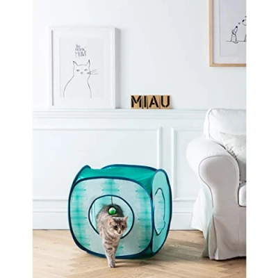 Afbeelding van Dehner Kattenspeelgoed, kattentunnel Dice, ca. 50 x cm, polyester, blauw