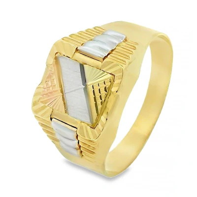 Afbeelding van Juwelier Zwartevalk 14 karaat gouden tricolor zegelring 170545