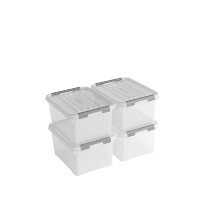 Afbeelding van Curver Handy+ Opbergbox 15L 4 stuks Transparant met deksel
