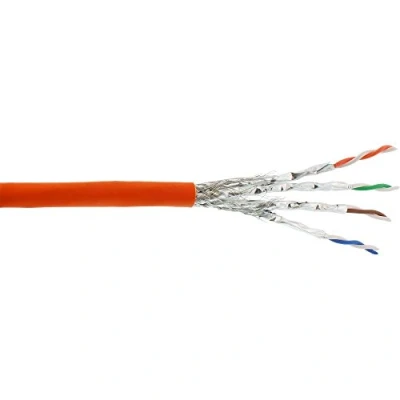 Afbeelding van S/FTP CAT7a 10 Gigabit 1200 MHz netwerkkabel met vaste aders AWG23 LSZH / oranje 50 meter