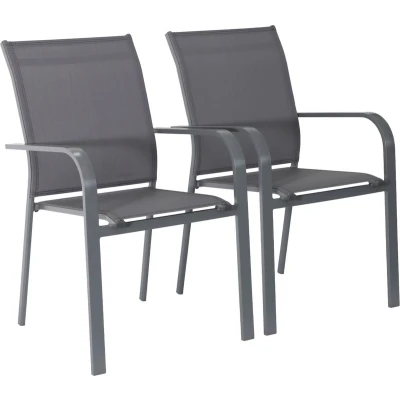 Afbeelding van sweeek Set van 2 buffalo stapelbare tuinstoelen aluminium en textileen, 64,5 x 45,5 89,5 cm