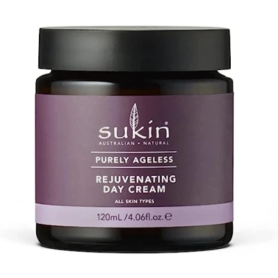 Afbeelding van Sukin Purely Ageless verstevigende dagcrème, 120 ml, hydraterende, volle en gladde huid, met ribose, witte hibiscus &amp; baobab, jojoba cacaoboter, voor gezicht, hals decolleté, veganistisch