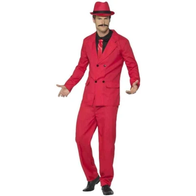 Afbeelding van Smiffy&#039;s Maffia Kostuum Rode Italiaanse Gangster Chicago Man Rood Large Carnavalskleding Verkleedkleding