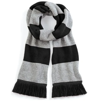 Afbeelding van Beechfield Gestreepte sjaal Stadium B479 Black / Heather Grey