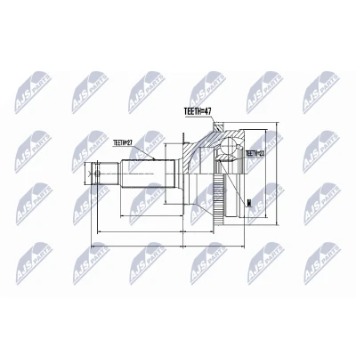 Afbeelding van Homokineet reparatie set, aandrijfas NTY NPZ HY 530