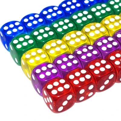 Afbeelding van 20 stuks kleurrijke dobbelstenen set 6 zijdig, 14 mm