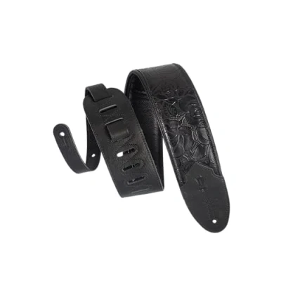 Afbeelding van Levy&#039;s Leer 3 &quot;Brede Kledingstuk Lederen Gitaarband met Rose Embossing (M4WP 007)
