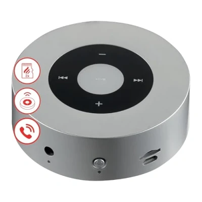 Afbeelding van KAMINIO Knisperende luidspreker MORITZ Krachtige geluidsbox met haardvuurgeluiden, Bluetooth, AUX, microfoon, accu zilver
