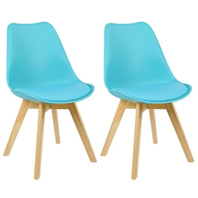 Afbeelding van WOLTU 2 eetkamerstoelen keuken /woonkamerstoelen, design van kunstleer en massief hout, blauw BH29bl