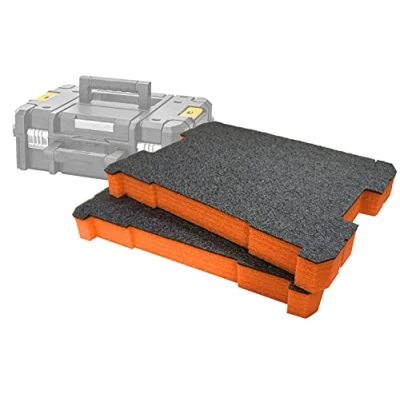 Afbeelding van Shadow Foam TSTAK/ProStack Inserts [50mm Oranje Twin Pack] Easy Peel voor DeWalt TSTAK &amp; Stanley ProStack Boxes