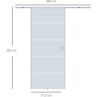 Afbeelding van HOMCOM glazen schuifdeur deur kantoor met zonder stroken 775/900/1025 x 2050 mm B70 004
