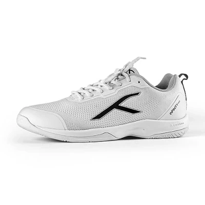 Afbeelding van HUNDRED Infinity Pro Non Marking Professionele Badminton Schoen voor Heren (Wit/Zwart, EU 44/UK 10/US 11) Materiaal: Polyester/Mesh Geschikt Zaaltennis/Squash/Tafeltennis/Basketbal &amp; Padel
