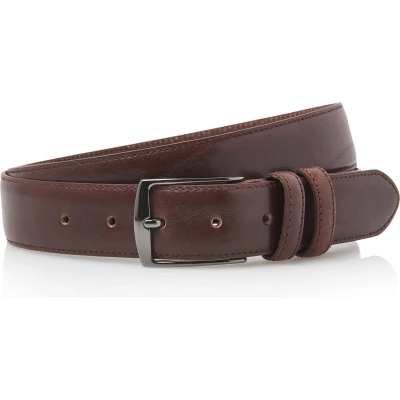 Afbeelding van Timbelt bruine pantalon riem 3.5 cm breed Volnerf leder pantalonriem riemmaat 115 totale lengte 130