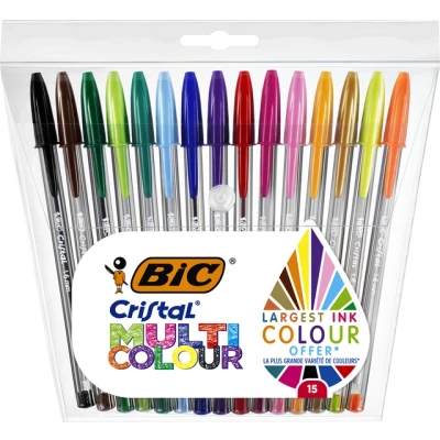 Afbeelding van Balpen Bic Cristal large multicolour assorti etui à 15 stuks
