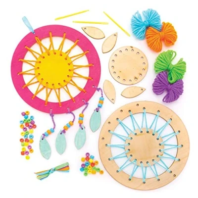 Afbeelding van Baker Ross AW601 dromenvangerset, van hout, voor kinderen om te knutselen, personaliseren en tentoonstellen kunst knutselactiviteiten, 4 stuks, houtkleuren