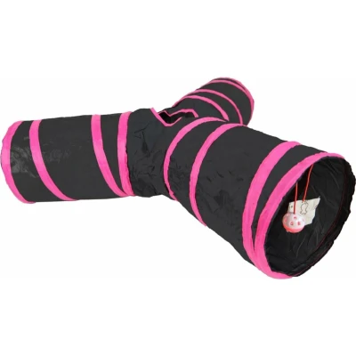 Afbeelding van Speeltunnel nylon &#039;Y&#039; model 85x25 cm zwart/roze Gebr. de Boon