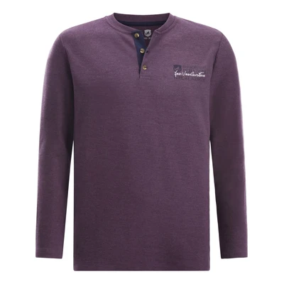 Afbeelding van Jan Vanderstorm longsleeve IVOR Plus Size met printopdruk en textuur