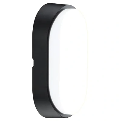 Afbeelding van Luceco Wandlamp, 10 W, ovaal, IP54 waterdichte verlichting, buitenlamp voor tuin, entree, terras, zwart en wit