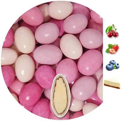Afbeelding van EinsSein 1kg Chocolade Suiker amandelen bruiloft Smaak Mix roze glans suikerbonen wit bruitssuiker dragees confetti kleuren pure omhuld coating suikerlaagje boontjes geboorte communie candy bar