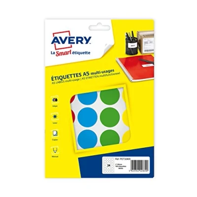 Afbeelding van Avery 2940 tabletten 30 mm op kleur gesorteerd