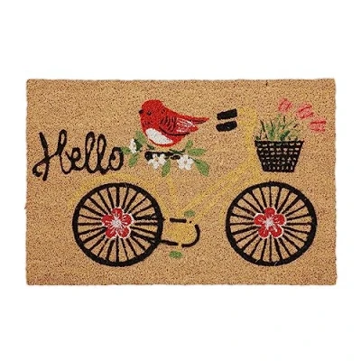 Afbeelding van Relaxdays deurmat kokos fiets kokosmat met print 60x40 schoonloopmat tekst