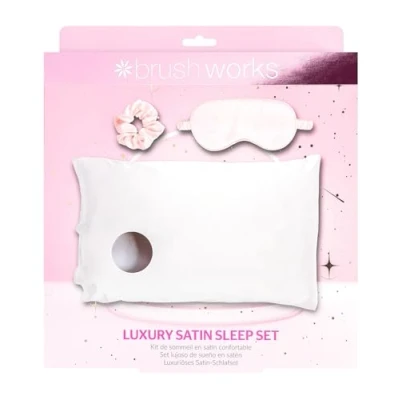 Afbeelding van Brushworks Luxert Satin Sleep Trio Set satijnen kussensloop oogmasker scrunchie