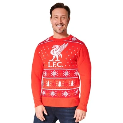 Afbeelding van Liverpool FC kersttruien voor heren en tieners, warme gezellige kersttrui voetbal, M 3XL cadeau (Rood, XL)