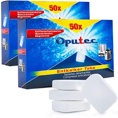 Afbeelding van 100 x Oputec koffiezetapparaten ontkalker tabs: voor volautomatische koffiemachines, espressomachines, waterkokers, 2 50 power tabletten, geschikt Jura, Senseo, Siemens, Tassimo,