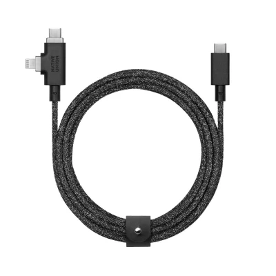 Afbeelding van Native Union Belt Cable Duo Pro 240W USB C to C/Lightning 2.4m Cosmos Black