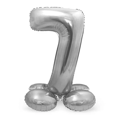 Afbeelding van Cijfer Ballon 7 staand zilver 72 cm