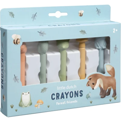 Afbeelding van Little Dutch waskrijtjes Forest Friends creatief peuter kleuter speelgoed cadeautip 2 jaar