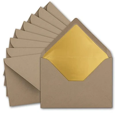 Afbeelding van FarbenFroh door Gustav Neuser enveloppen, 75 x metallic, goudkleurig gevoerde formaat C5, cappuccino (bruin), 156 220 mm, natte plakrand met puntige klep