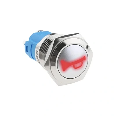 Afbeelding van the Lord of Tools Auto Hoorn Knop Schakelaar 12V 16mm Momentary Drukknop Rode LED Licht Aan/Uit Reset voor 12 Volt Voertuig Vrachtwagens SUV&#039;s RVs Boten