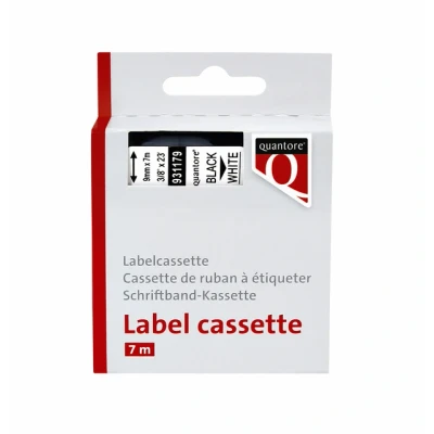 Afbeelding van Labeltape Quantore 40913 9mmx7m zwart op wit