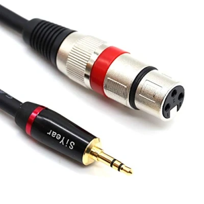 Afbeelding van SiYear 3,5 mm mini jack stereo naar XLR vrouwelijke microfoonkabel, ongebalanceerd 1/8 inch 3 pins interconnect kabeladapter (1,5 voet)